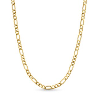 Main Image 1 of 3.2mm Diamond-Cut Figaro Chain Necklace in Hollow 14K Gold - 20"