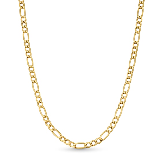 3.2mm Diamond-Cut Figaro Chain Necklace in Hollow 14K Gold - 20"