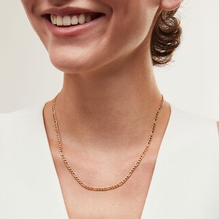 Main Image 2 of 3.2mm Diamond-Cut Figaro Chain Necklace in Hollow 14K Gold - 20"
