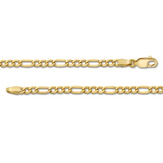 Main Image 3 of 3.2mm Diamond-Cut Figaro Chain Necklace in Hollow 14K Gold - 20"