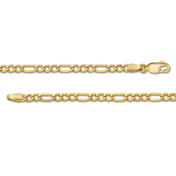 3.2mm Diamond-Cut Figaro Chain Necklace in Hollow 14K Gold - 20"