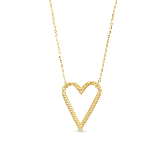 Open Elongated Heart Necklace in 14K Gold - 18â