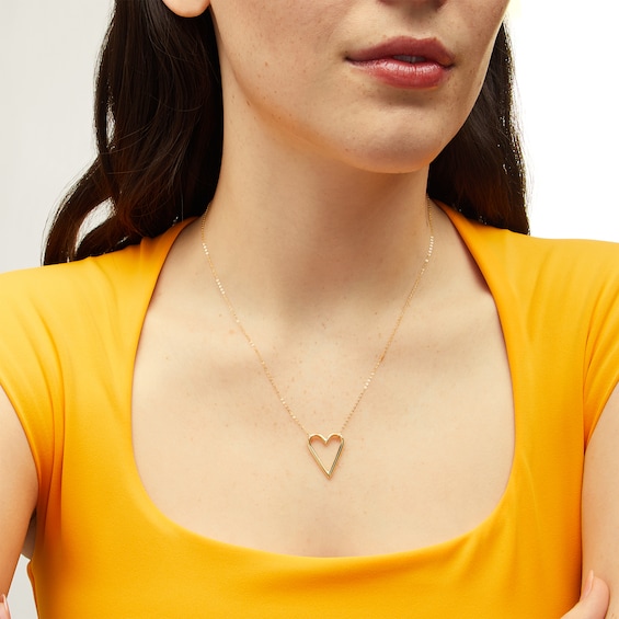 Open Elongated Heart Necklace in 14K Gold - 18â
