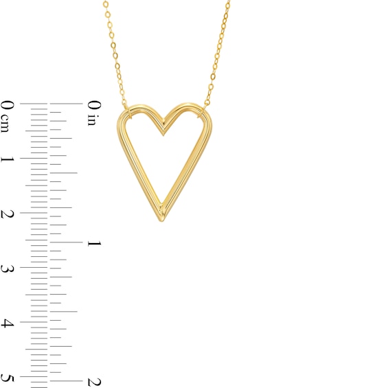 Open Elongated Heart Necklace in 14K Gold - 18â