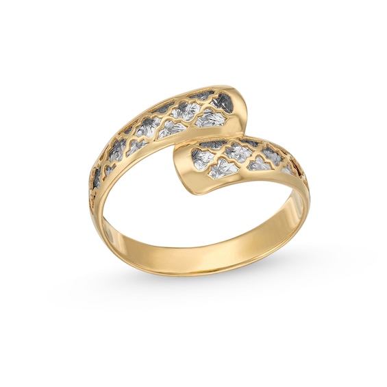 Oro Diamanteâ¢ Diamond-Cut Lattice Bypass Layered Arabesque Ring in 14K Two-Tone Gold - Size 7