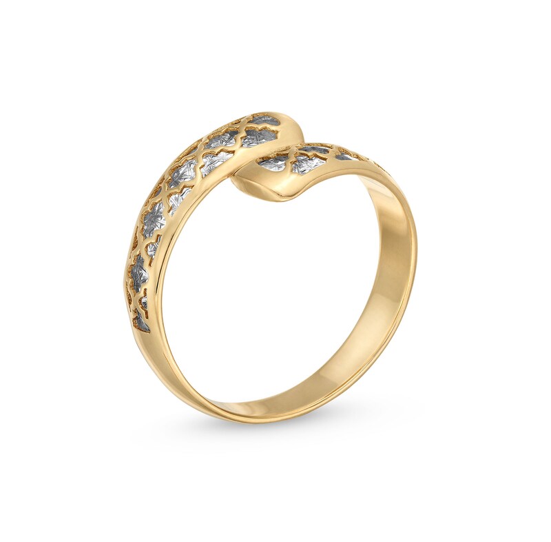 Main Image 3 of Oro Diamante™ Diamond-Cut Lattice Bypass Layered Arabesque Ring in 14K Two-Tone Gold - Size 7