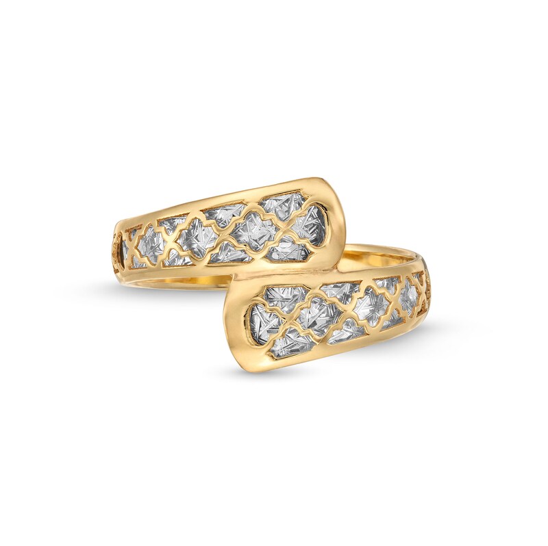 Main Image 4 of Oro Diamante™ Diamond-Cut Lattice Bypass Layered Arabesque Ring in 14K Two-Tone Gold - Size 7