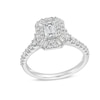 Thumbnail Image 1 of 1-1/4 CT. T.W. Emerald and Baguette-Cut Diamond Art Deco Engagement Ring in 14K White Gold