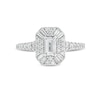 Thumbnail Image 4 of 1-1/4 CT. T.W. Emerald and Baguette-Cut Diamond Art Deco Engagement Ring in 14K White Gold