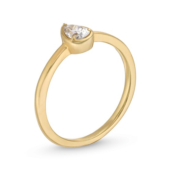 1/3 CT. Pear-Shaped Diamond Solitaire Frame Engagement Ring in 14K Gold