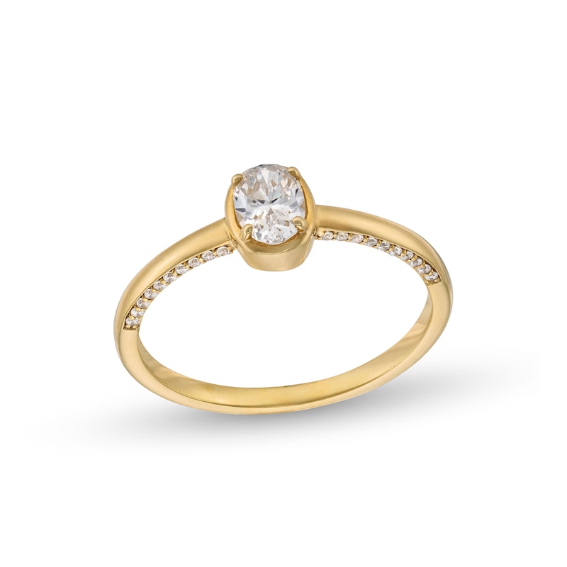 Main Image 1 of 1/2 CT. T.W. Oval Diamond Solitaire Engagement Ring in 14K Gold