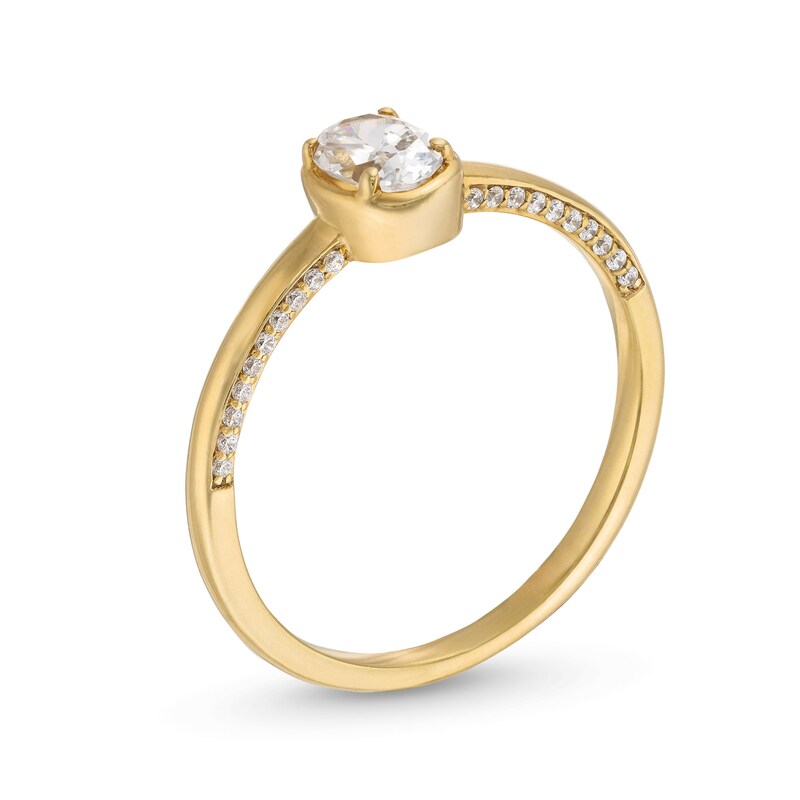 Main Image 3 of 1/2 CT. T.W. Oval Diamond Solitaire Engagement Ring in 14K Gold