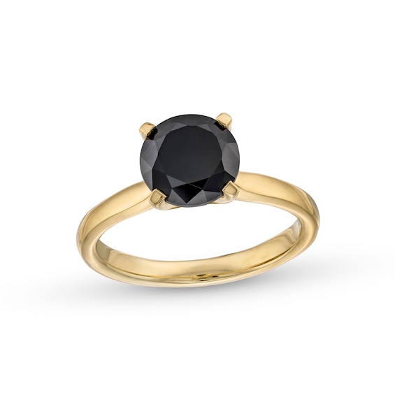 2 CT. Black Diamond Solitaire Ring in 14K Gold