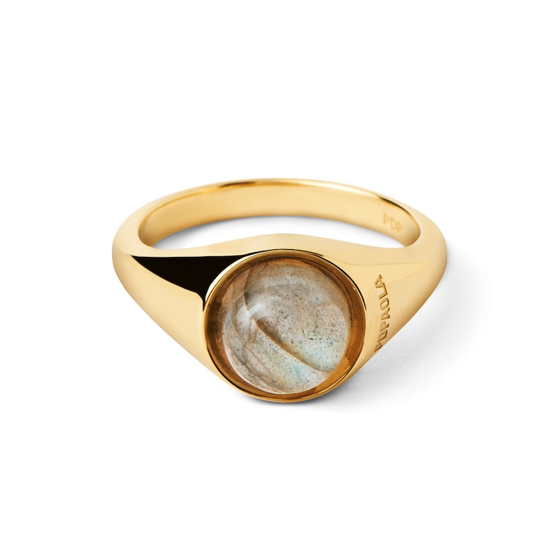 Main Image 5 of PDPAOLA™ at Zales ICONS 8.0mm Blue Labradorite Solitaire Ring in Sterling Silver with 18K Gold Plate
