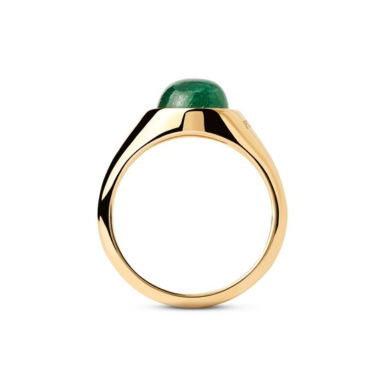 PDPAOLAâ¢ at Zales ICONS 8.0mm Green Aventurine Solitaire Ring Sterling Silver with 18K Gold Plate
