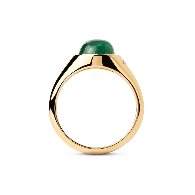 PDPAOLA™ at Zales 8.0mm Green Aventurine Solitaire Ring in Sterling Silver with 18K Gold Plate