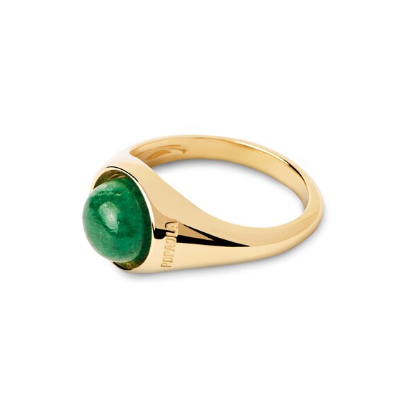 PDPAOLAâ¢ at Zales ICONS 8.0mm Green Aventurine Solitaire Ring Sterling Silver with 18K Gold Plate