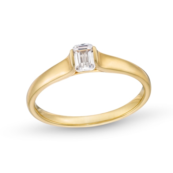 1/3 CT. Emerald-Cut Diamond Channel-Set Solitaire Engagement Ring in 14K Gold