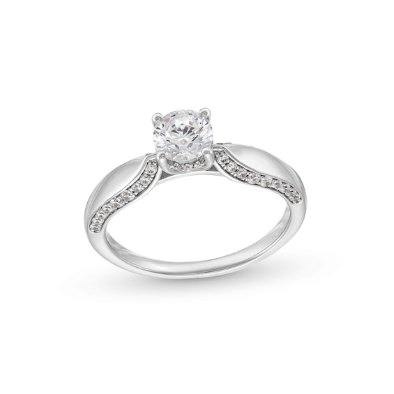 1 CT. T.w. Diamond Pinched Shank Engagement Ring in 14K White Gold