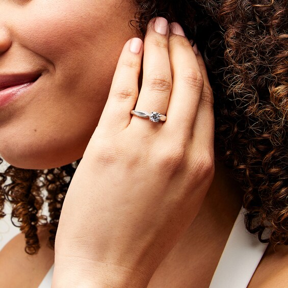1 CT. T.w. Diamond Pinched Shank Engagement Ring in 14K White Gold