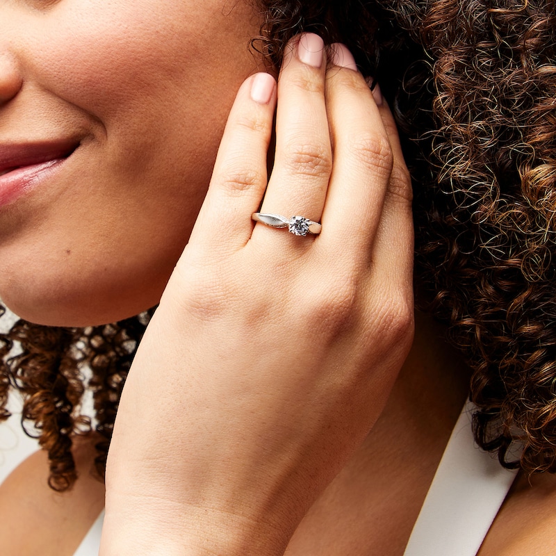 Main Image 2 of 1 CT. T.W. Diamond Pinched Shank Engagement Ring in 14K White Gold