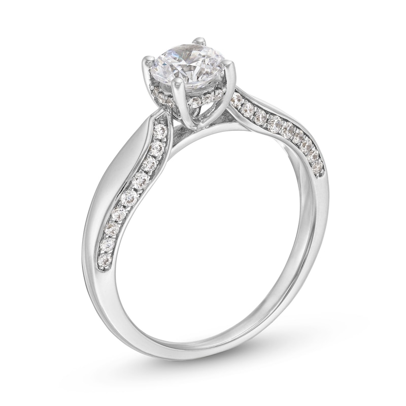 Main Image 3 of 1 CT. T.W. Diamond Pinched Shank Engagement Ring in 14K White Gold