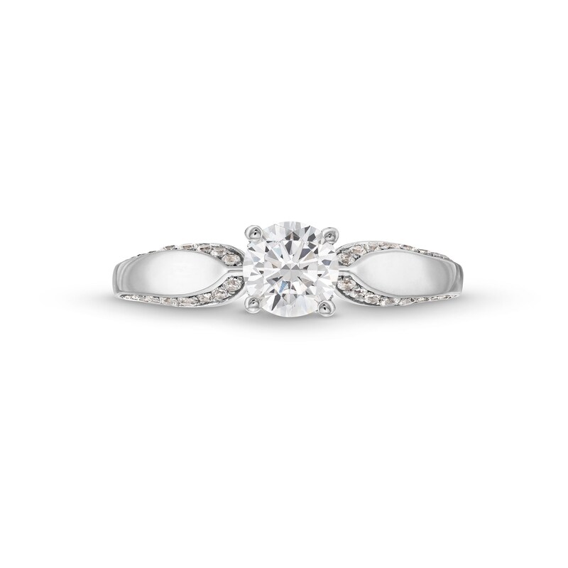 Main Image 4 of 1 CT. T.W. Diamond Pinched Shank Engagement Ring in 14K White Gold