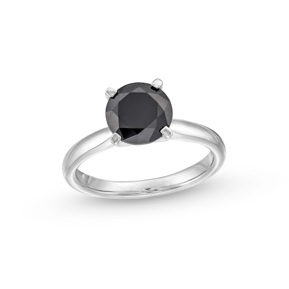 2 CT. Black Diamond Solitaire Ring in 14K White Gold