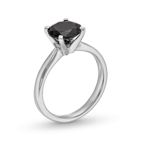 2 CT. Black Diamond Solitaire Ring in 14K White Gold