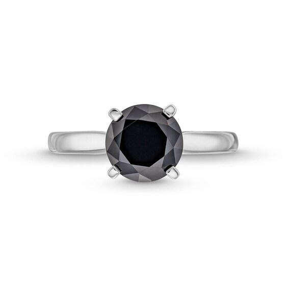 2 CT. Black Diamond Solitaire Ring in 14K White Gold