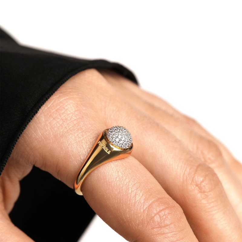 PDPAOLA™ at Zales Cubic Zirconia Round Moon-Top Ring in Sterling Silver with 18K Gold Plate