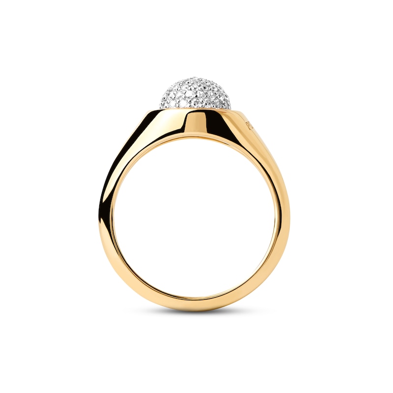 PDPAOLA™ at Zales Cubic Zirconia Round Moon-Top Ring in Sterling Silver with 18K Gold Plate