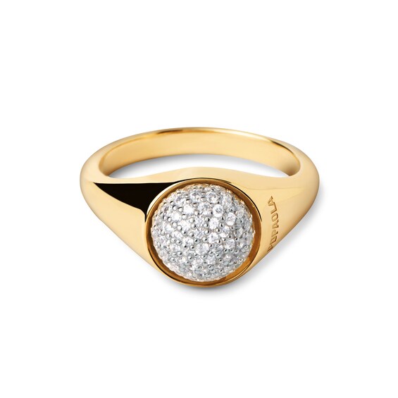 PDPAOLAâ¢ at Zales ICONS Cubic Zirconia Round Moon-Top Ring Sterling Silver with 18K Gold Plate