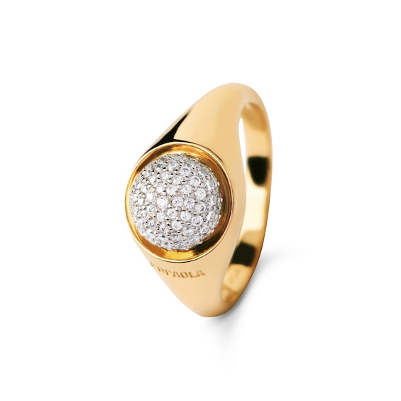 PDPAOLAâ¢ at Zales ICONS Cubic Zirconia Round Moon-Top Ring Sterling Silver with 18K Gold Plate
