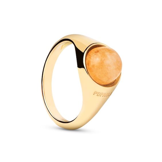 PDPAOLA⢠at Zales ICONS 8.0mm Aventurine Solitaire Ring in Sterling Silver with 18K Gold Plate
