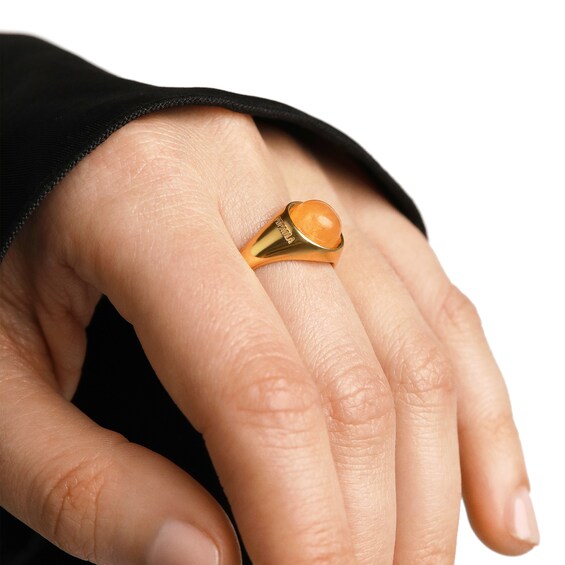 PDPAOLAâ¢ at Zales ICONS 8.0mm Aventurine Solitaire Ring in Sterling Silver with 18K Gold Plate