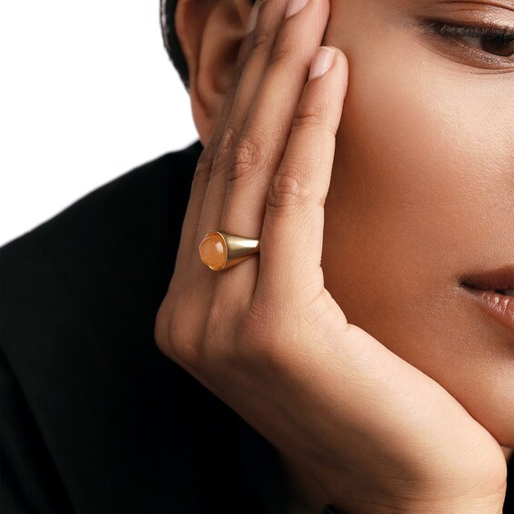 PDPAOLAâ¢ at Zales ICONS 8.0mm Aventurine Solitaire Ring in Sterling Silver with 18K Gold Plate