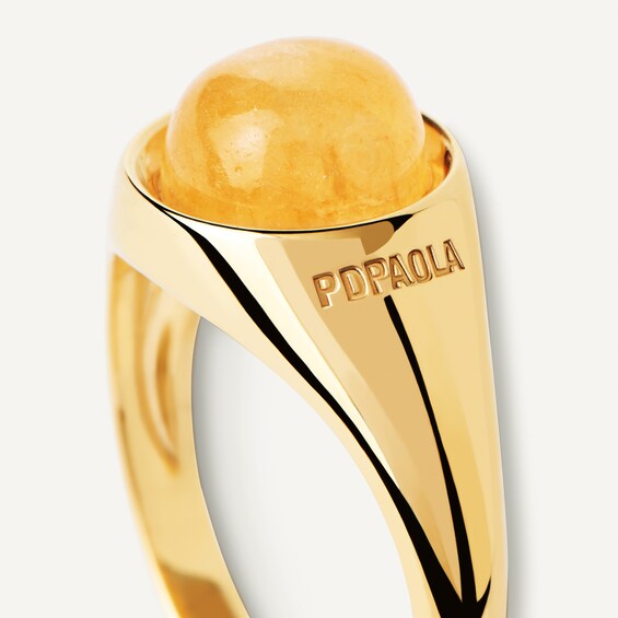 PDPAOLAâ¢ at Zales ICONS 8.0mm Aventurine Solitaire Ring in Sterling Silver with 18K Gold Plate