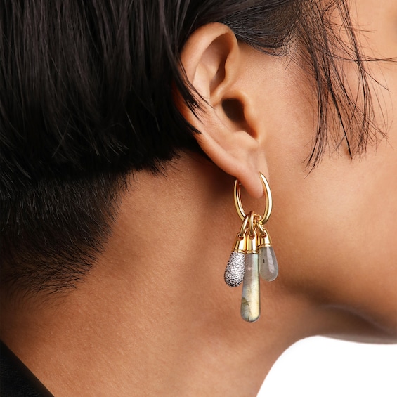 PDPAOLAâ¢ at Zales ICONS Cubic Zirconia Small Drop Hoop Earring and Necklace Charm in Sterling Silver with Gold Plate