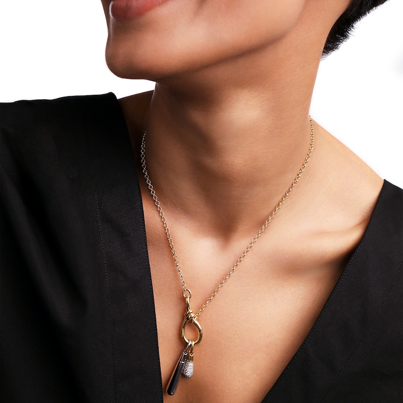 Main Image 3 of PDPAOLA™ at Zales ICONS Cubic Zirconia Small Drop Hoop Earring and Necklace Charm in Sterling Silver with Gold Plate
