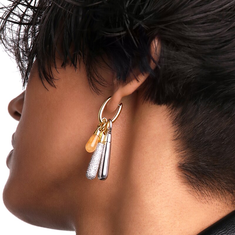 Main Image 2 of PDPAOLA™ at Zales ICONS Cubic Zirconia Medium Drop Hoop Earring and Necklace Charm in Sterling Silver with Gold Plate