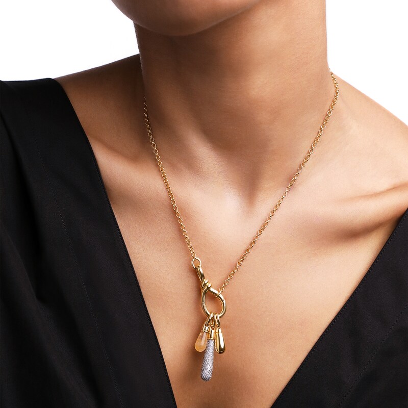 Main Image 3 of PDPAOLA™ at Zales ICONS Cubic Zirconia Medium Drop Hoop Earring and Necklace Charm in Sterling Silver with Gold Plate