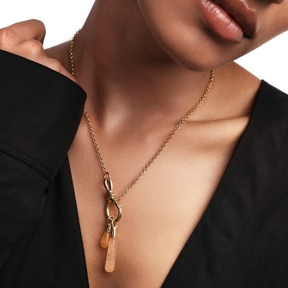 PDPAOLAâ¢ at Zales ICONS Aventurine Medium Teardrop Hoop Earring and Necklace Charm in Sterling Silver with Gold Plate