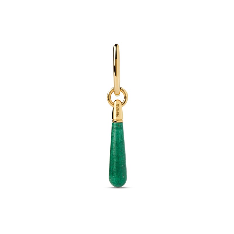 Main Image 1 of PDPAOLA™ at Zales ICONS Aventurine Medium Teardrop Dangle Single Hoop Earring in Sterling Silver with 18K Gold Plate