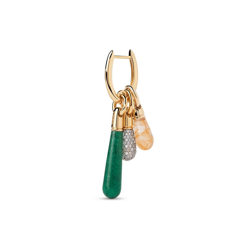 PDPAOLA™ at Zales Green Aventurine Medium Teardrop Dangle Single Hoop Earring in Sterling Silver with 18K Gold Plate