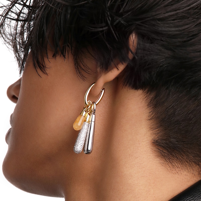 Main Image 4 of PDPAOLA™ at Zales ICONS Aventurine Small Teardrop Dangle Single Hoop Earring in Sterling Silver with 18K Gold Plate