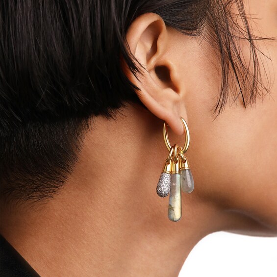 PDPAOLAâ¢ at Zales ICONS Labradorite Small Teardrop Dangle Single Hoop Earring in Sterling Silver with 18K Gold Plate