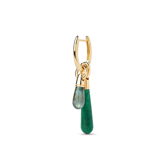 PDPAOLAâ¢ at Zales ICONS Labradorite Small Teardrop Dangle Single Hoop Earring in Sterling Silver with 18K Gold Plate