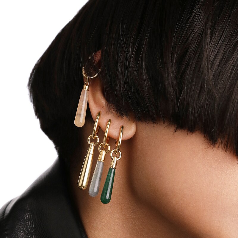 Main Image 3 of PDPAOLA™ at Zales ICONS Labradorite Medium Teardrop Dangle Single Hoop Earring in Sterling Silver with 18K Gold Plate
