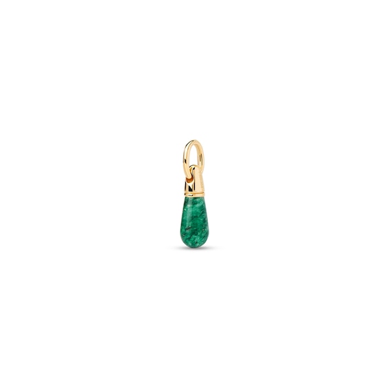 PDPAOLA⢠at Zales ICONS Aventurine Small Teardrop Hoop Earring and Necklace Charm in Sterling Silver with Gold Plate